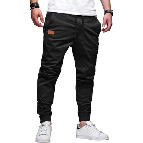 Men's Casual Jogger Pants, Cotton Drawstring Chino Cargo Hiking Outdoor Sweatpan - Picture 1 of 7